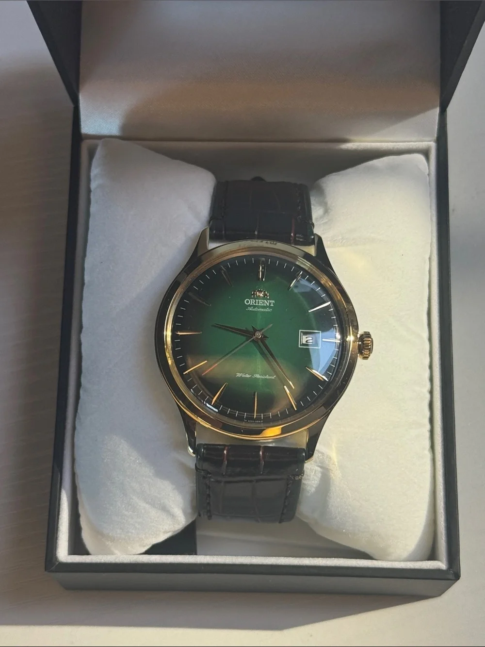 NEW Orient Bambino V4 Green Dial Automatic Watch TAC08002F0 Rose Gold Men’s - Picture 6 of 9